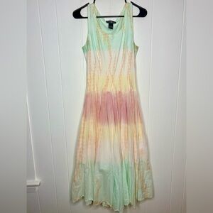 The Pyramid Collection Pastel Rainbow Maxi Dress Fairy Boho Drop Waist Medium